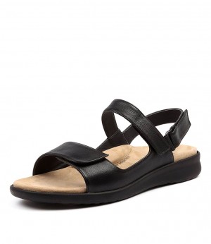 Black Ziera Benji (Extra Wide) Women Sandals | Z-315640