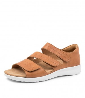 Brown White Ziera Bardot (Extra Wide) Women Sandals | Z-189245