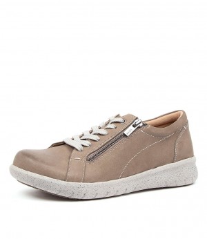 Grey Brown Ziera Solar (Extra Wide, Adjustable Fit) Women Sneakers | Z-590832