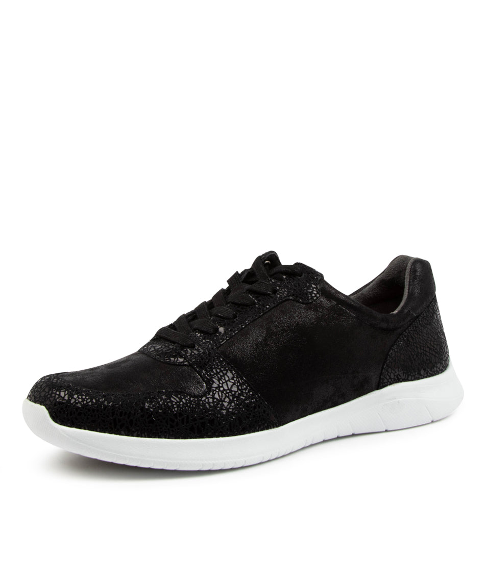 Black Ziera Fultons (Extra Wide, Adjustable Fit) Women Sneakers | Z-189734