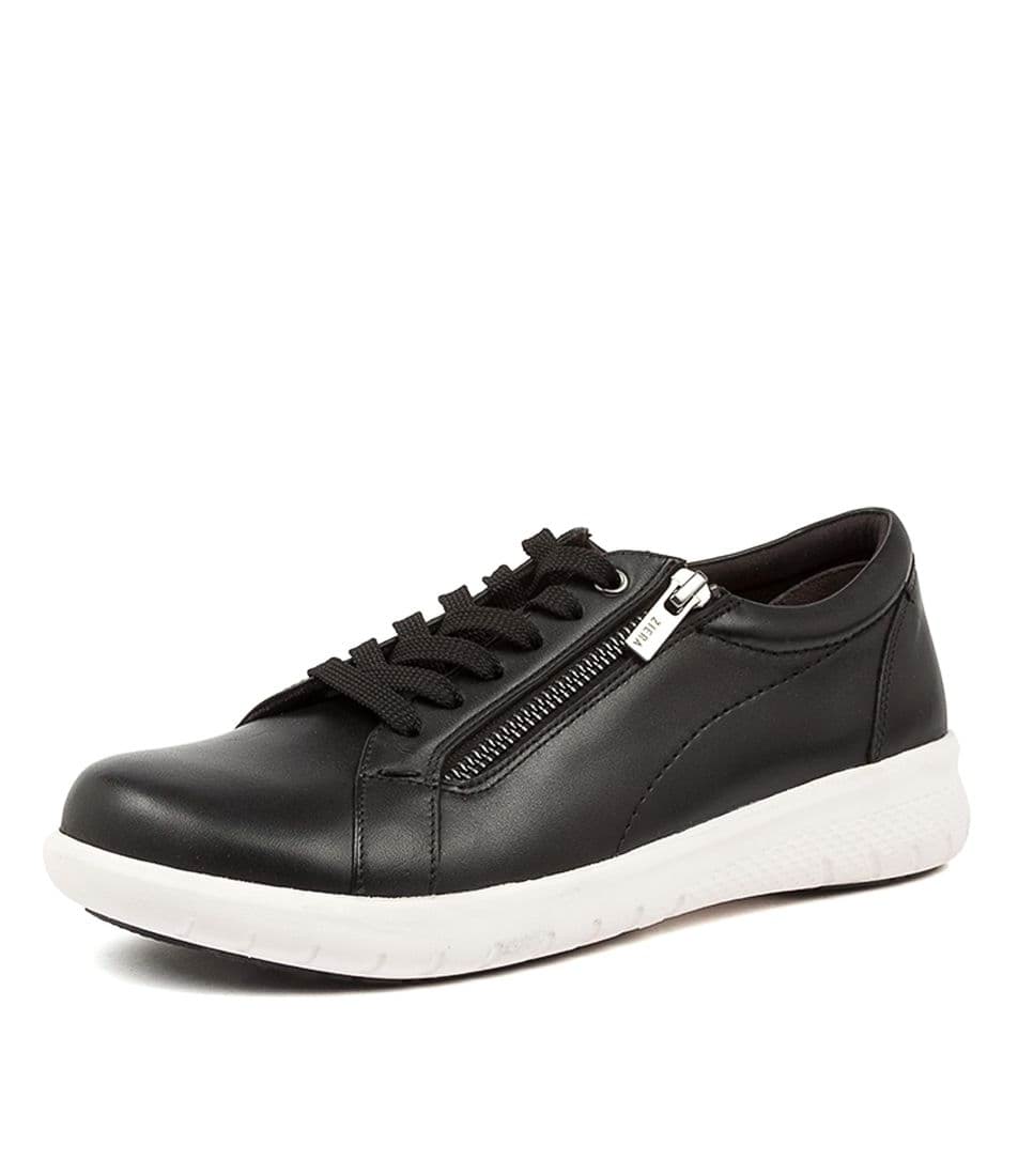 Black / White Ziera Solar (Extra Wide, Adjustable Fit) Women Sneakers | Z-659142