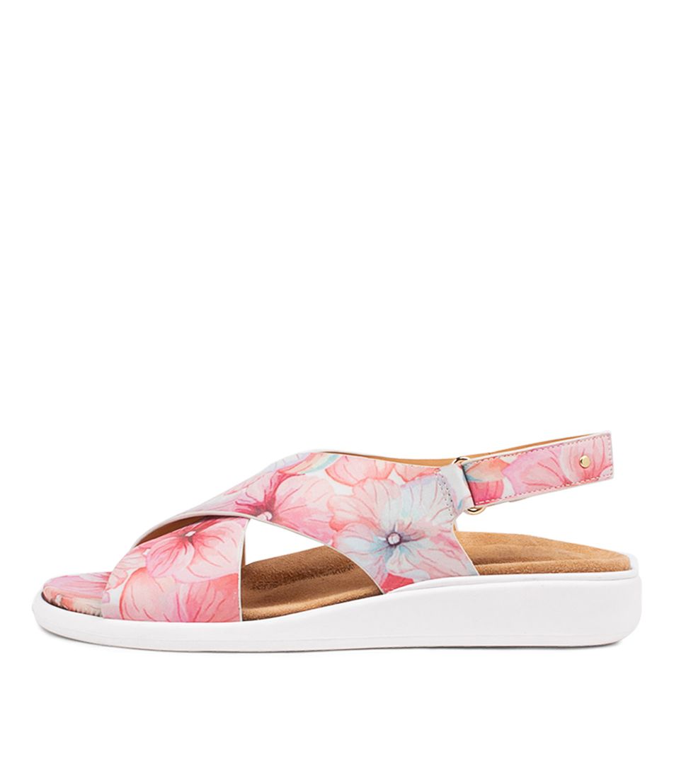 Flower / White Ziera Ilda (Wide) Women Sandals | Z-351829