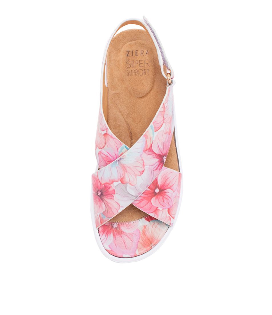 Flower / White Ziera Ilda (Wide) Women Sandals | Z-351829